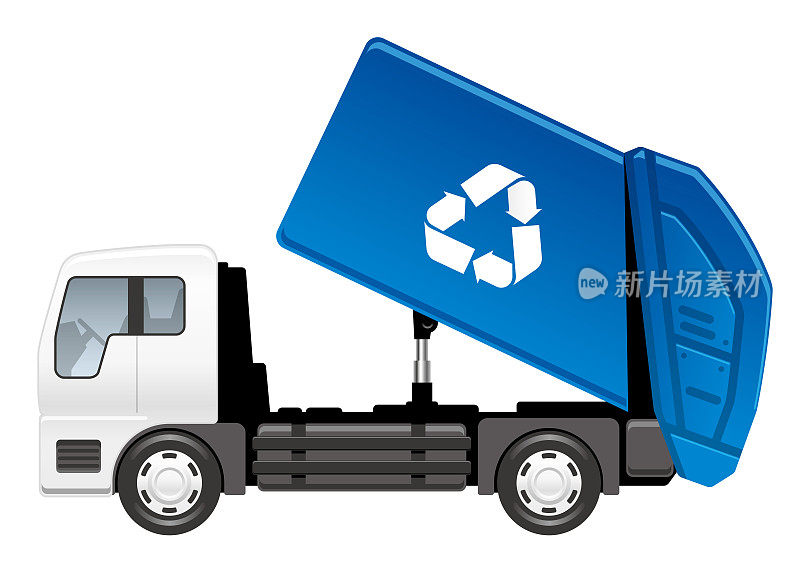 Garbage truck isolated on a white background.